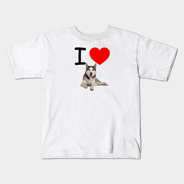 I HEART SIBERIAN HUSKY Kids T-Shirt by EmoteYourself